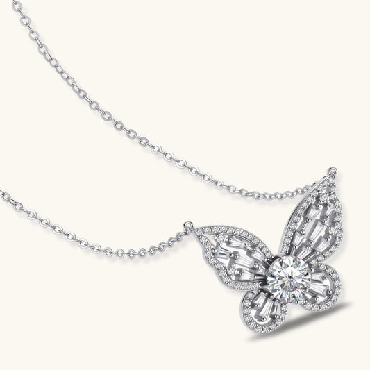 Additional view of Radiant Butterfly Necklace, Moissanite & 925 Sterling Silver
