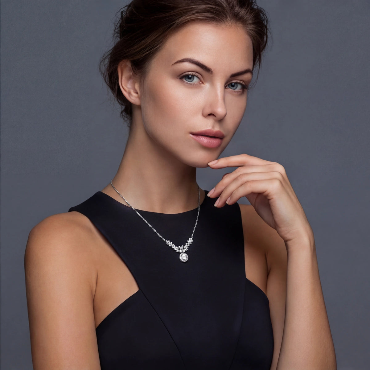 Additional view of Celestial Wings Statement Necklace, Moissanite & 925 Sterling Silver