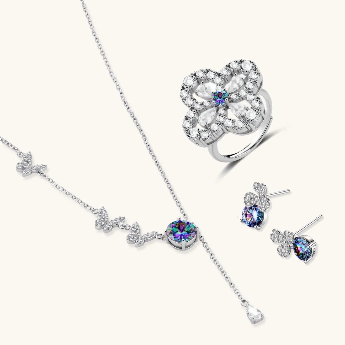 Lucky Clover Moissanite Set by Mystic Haven Jewelry