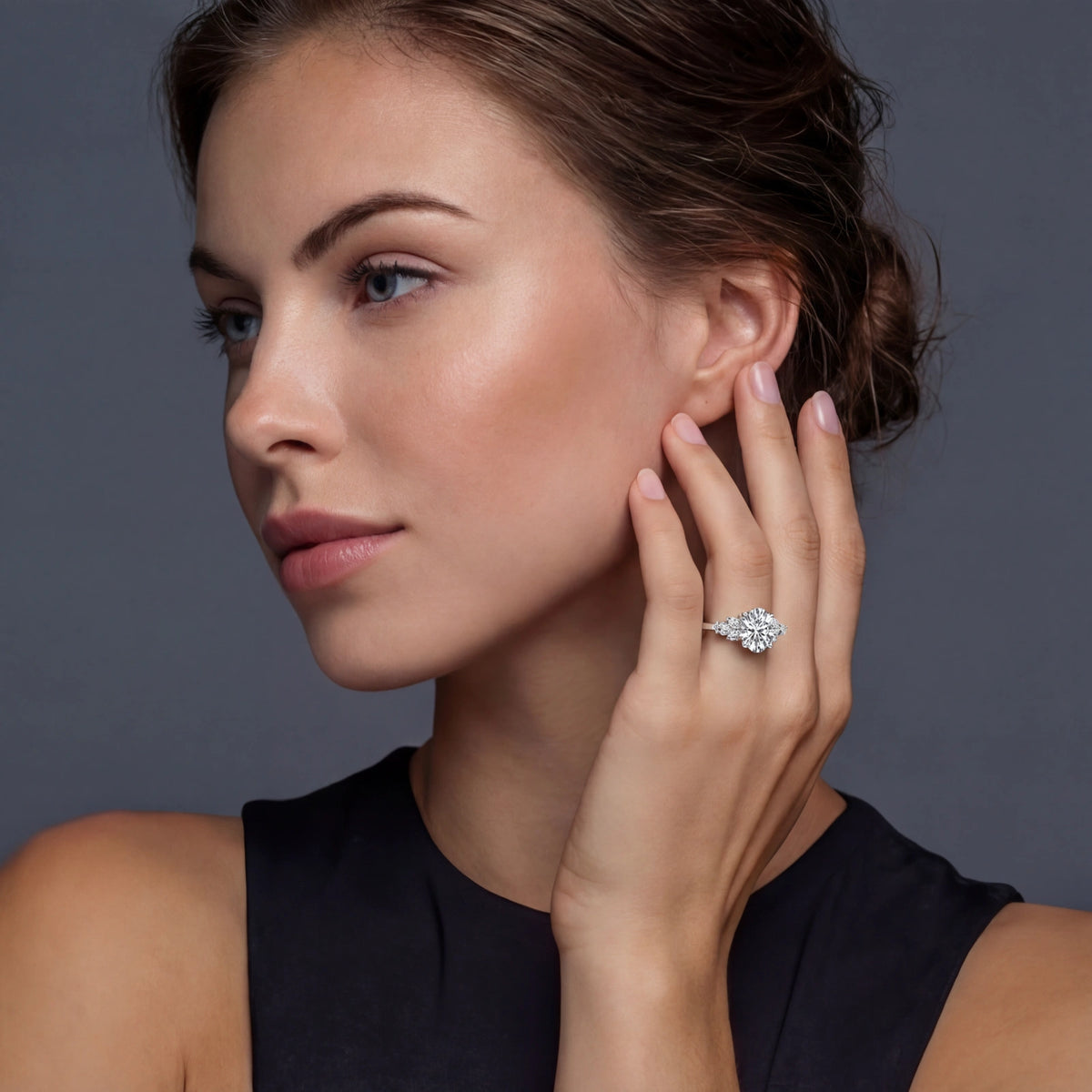 Additional view of Celestial Promise Ring, Moissanite & 925 Sterling Silver