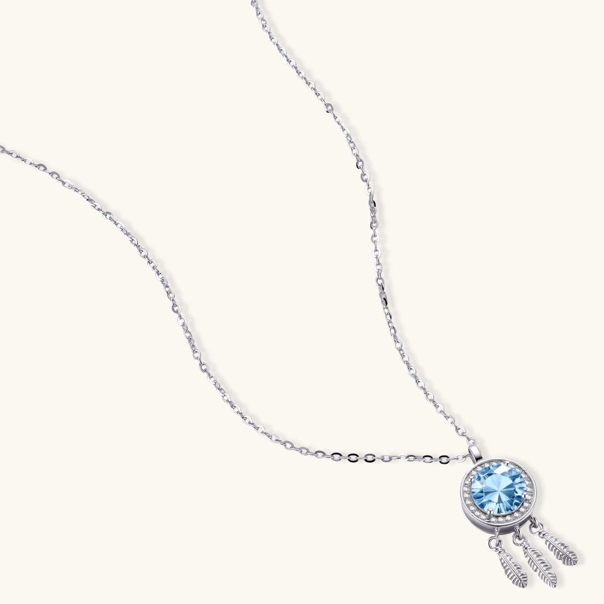 Additional view of Dreamcatcher Spirit Necklace, Blue Moissanite & 925 Sterling Silver