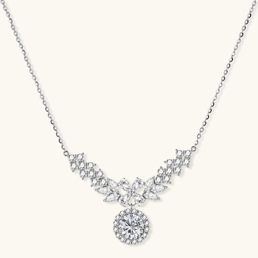 Celestial Wings Statement Necklace, Moissanite & 925 Sterling Silver featuring wing-like moissanite statement pendant