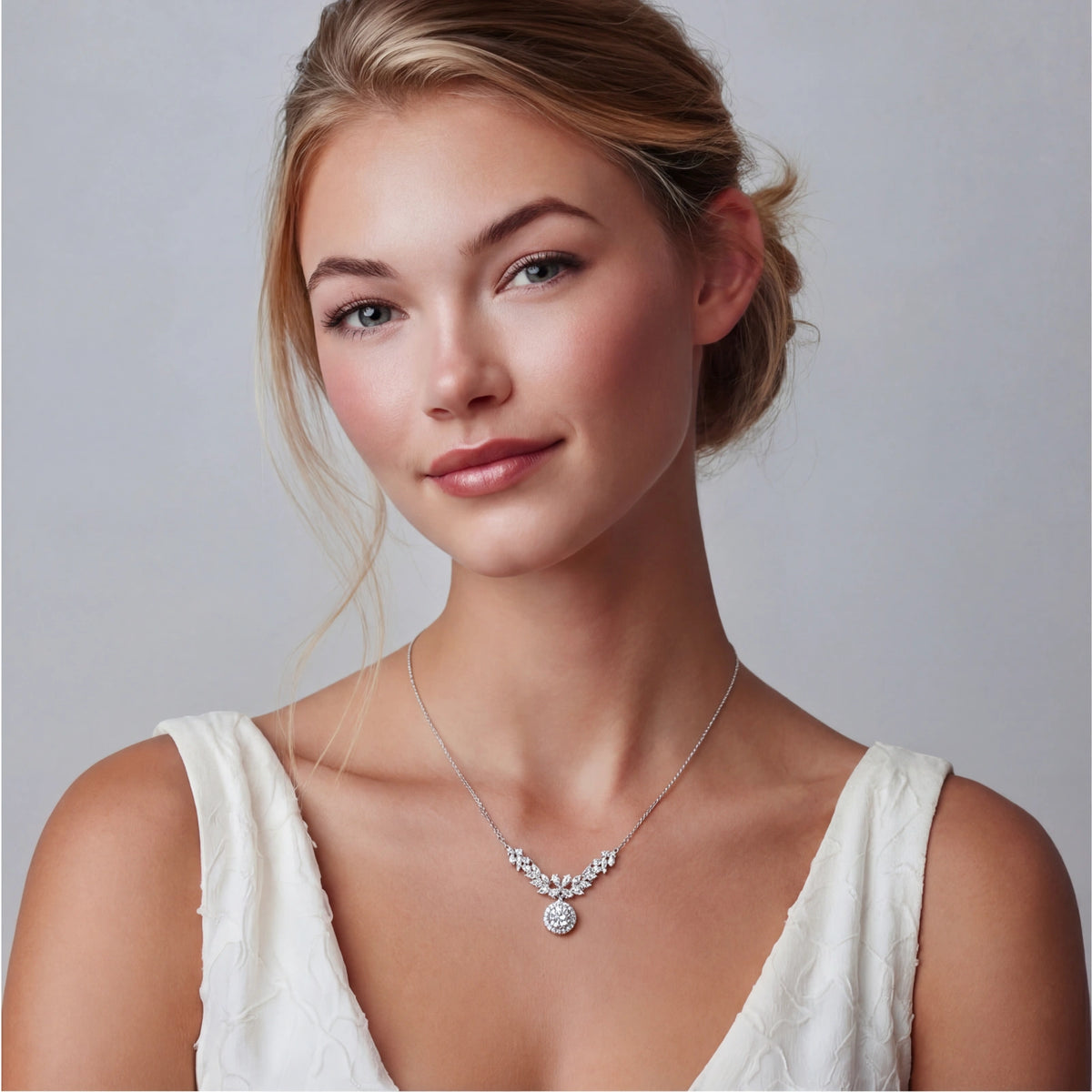 Additional view of Celestial Wings Statement Necklace, Moissanite & 925 Sterling Silver