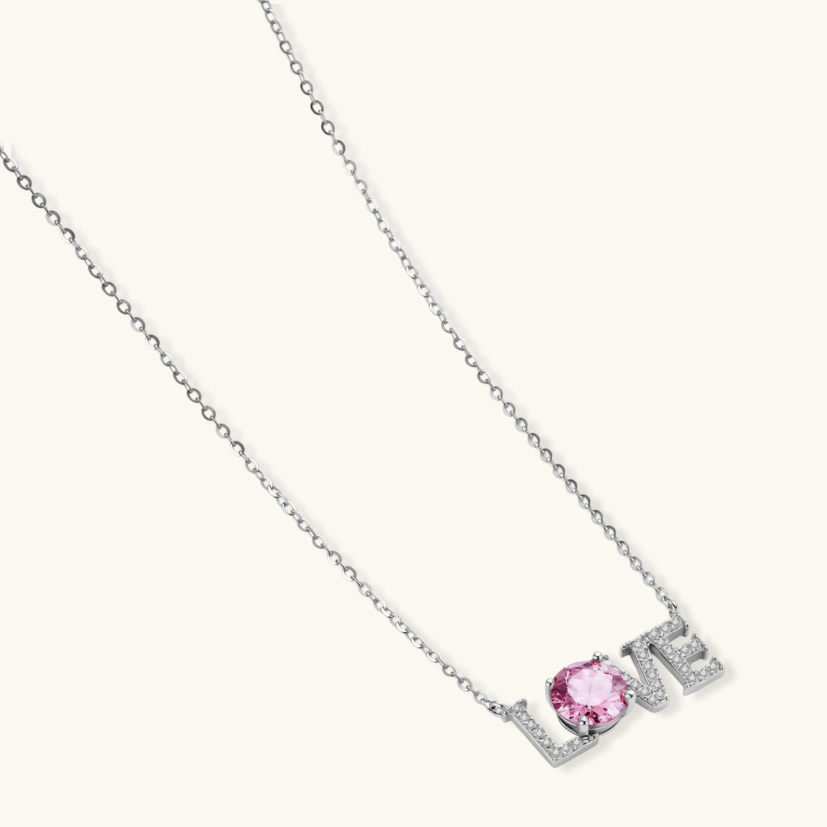 Additional view of Love Statement Necklace, Pink Moissanite & 925 Sterling Silver