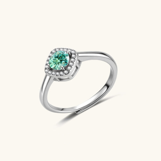 Additional view of Mint Glow Halo Ring, Green Moissanite & 925 Sterling Silver